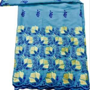 African Voile Lace Fabric – Cotton Floral Embroidered, 5 Yard Piece