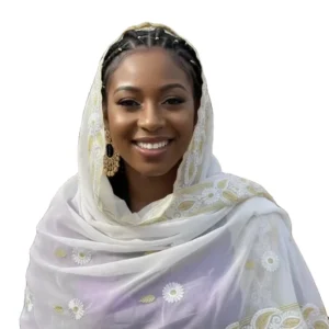 Chiffon Shawl – White Floral with Stone Work