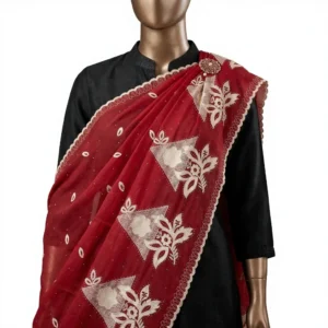 Chiffon Shawl – Floral with Lace Border