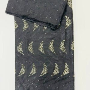 Black and Gold Cotton Voile Guipure Lace Fabric – 5 Yard Piece