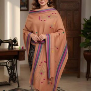 Stripe Border Viscose Pashmina-Style Shawl