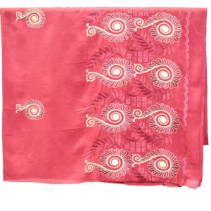 Swiss Voile Shawl – Paisley Feather Medallion with Lattice Border