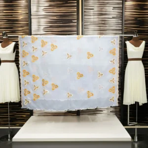 Chiffon Shawl – Heavy Floral Embroidery with Stone Work