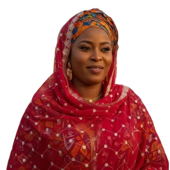 Chiffon Shawl – Red Geometric (view 2)