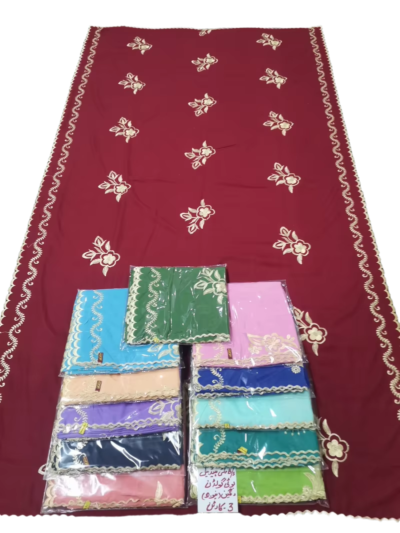 Swiss Voile Shawl – Floral Embroidered, Summer Wrap (view 5)