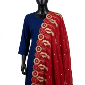 Chiffon Shawl – Floral with Sequin, Solid Ground