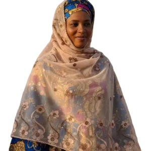 Chiffon Shawl – Two Tone Floral with Sequin Accent