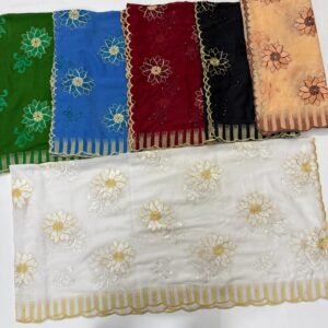 Swiss Voile Dupatta – Black and Gold Floral, Ankle Length