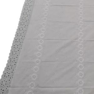 Cotton Voile Fabric 70 GSM – Hollow Floral Eyelet Embroidered