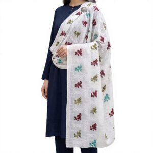 Swiss Voile Shawl – Multicolour Floral, 110 x 180 cm