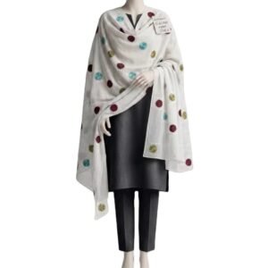 Swiss Voile Shawl – White Lattice Floral