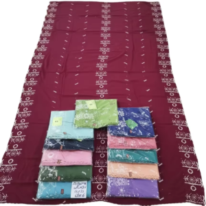 Swiss Voile Shawl – Geometric with Circle Ring Border