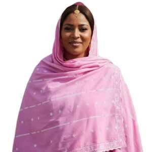 Swiss Voile Shawl – Star Dot with Lattice Border
