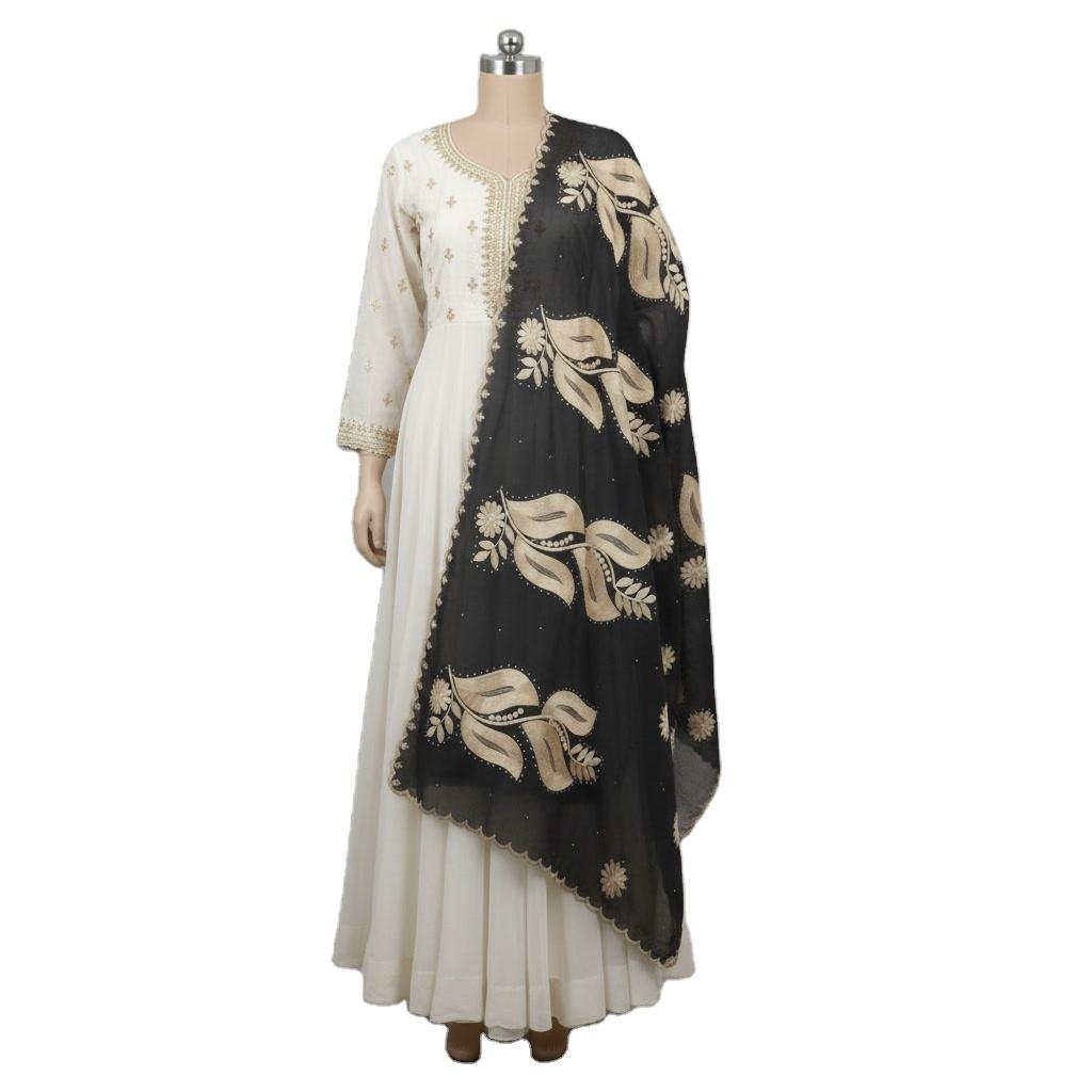 Swiss Voile Shawl – Floral Embroidered, Premium