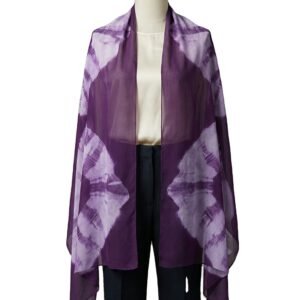 Shibori Resist-Dyed Diamond Pattern Shawl