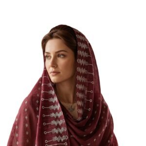 Swiss Voile Shawl – Silver Metallic Floral