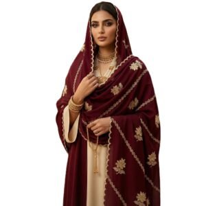 Swiss Voile Shawl – Floral Spray and Scroll Wave