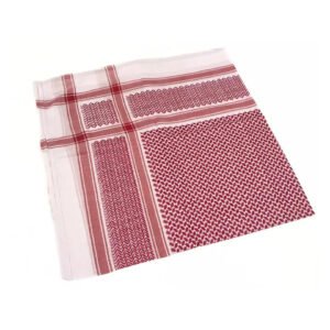 Red and White Cotton Houndstooth Square Scarf