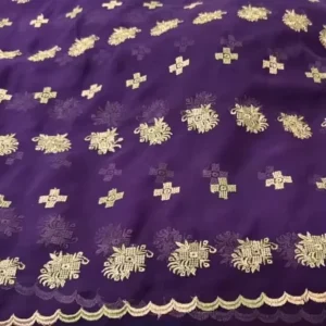 Chiffon Shawl – Silver Rosette Band, Blue