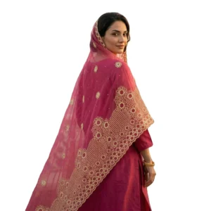 Chiffon Shawl – Floral with Stone Work, Elegant Design