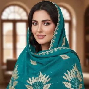Chiffon Shawl – Leaf Pattern, Long Veil Cut