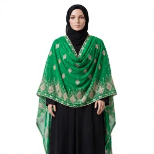 Chiffon Shawl – Diamond Circle with Flame Border