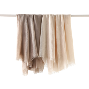 Cotton Crinkle Scarf – Frayed Edge, Solid Neutral
