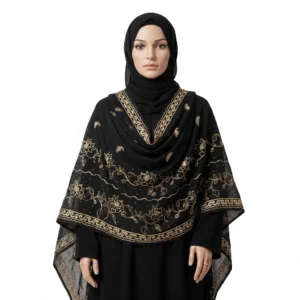 Chiffon Shawl – Floral Lace with Stone Work