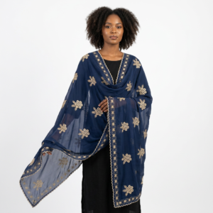 Swiss Voile Shawl – Floral with Scalloped Edge, Modest Wrap