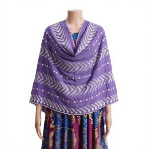 Swiss Voile Shawl – Chevron Geometric