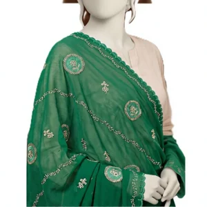 Chiffon Shawl – Floral Medallion with Scalloped Edge