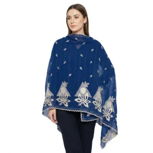 Chiffon Shawl – Geometric Floral with Scalloped Edge, Hijab Wrap