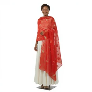 Chiffon Shawl – Leaf with Scalloped Border