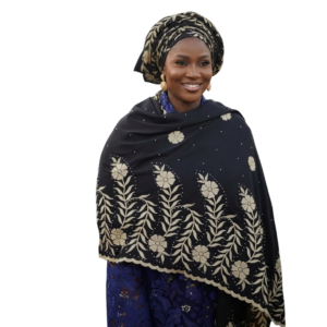 Swiss Voile Shawl – Floral with Scalloped Edge