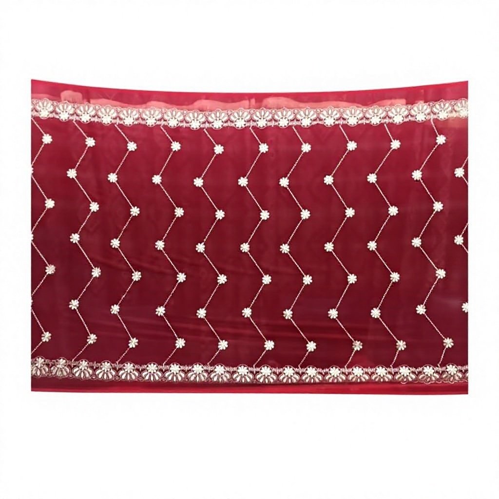 Chiffon Shawl – Red Geometric