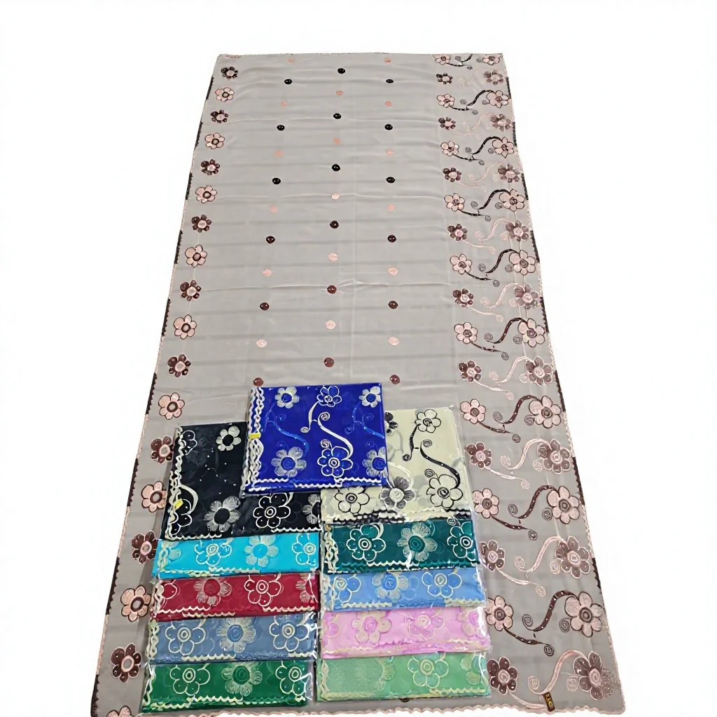 Chiffon Shawl – Rose Swirl with Stone Dot Column