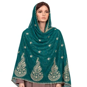 Chiffon Shawl – Floral with Scalloped Edge, Formal Hijab