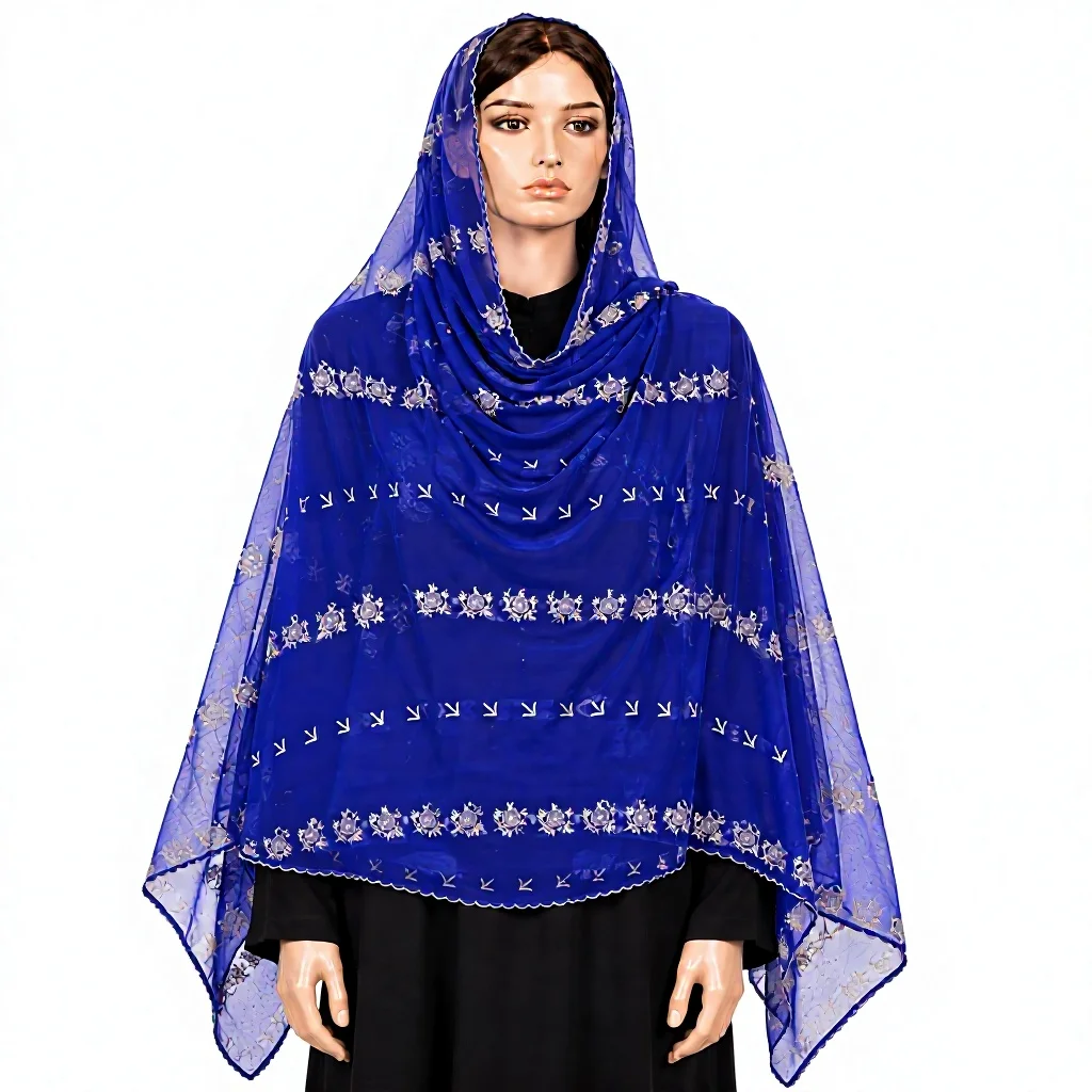Chiffon Shawl – Silver Paisley Motif