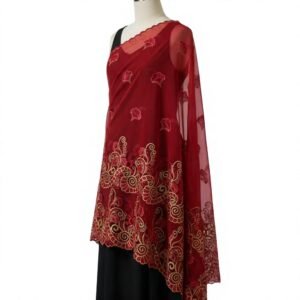 Swiss Voile Shawl – Floral Lace Border