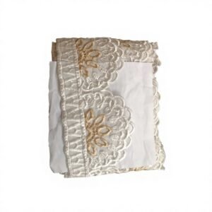 Two Tone Embroidered Lace Border – Ivory and Gold Petal
