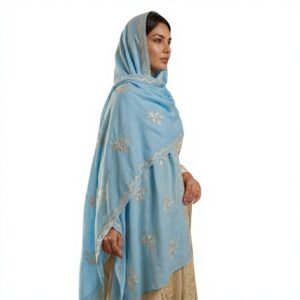 Swiss Voile Shawl – Floral Embroidered, Summer Wrap