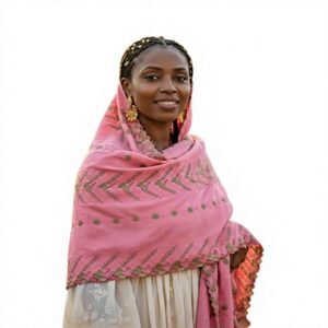 Swiss Voile Shawl – Silver Metallic Chevron