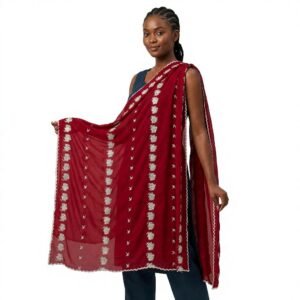 Chiffon Shawl – Floral Rosette