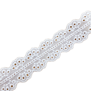 Broderie Anglaise Eyelet Lace Trim – Double Scalloped Cotton