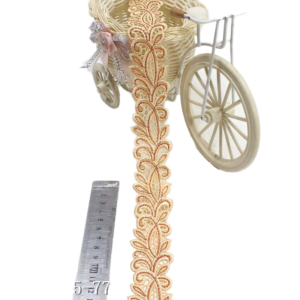 Guipure Lace Trim 4cm – Scrolling Leaf in Cream and Rust