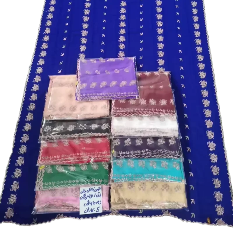 Chiffon Shawl – Silver Paisley Motif (view 3)