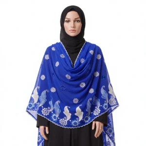 Chiffon Shawl – Floral Border with Stone Work, Twelve Shades
