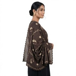 Swiss Voile Shawl – Paisley with Zigzag Column Border