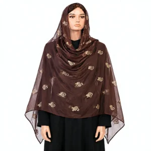 Chiffon Shawl – Floral with Picot Edge, Sheer