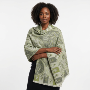 Geometric Leaf Medallion Jacquard Shawl
